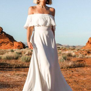 Baltic Born: Gloria White Lace Chiffon Gown